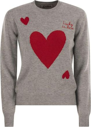 MC2 Saint Barth Lucky In Love Jumper - Heren - Ronde hals truien - Grijs - S - Wol - Truien & Vesten