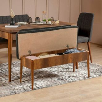 Dmora Dmora - Mesa Mirphak, Banco Multiusos, Asiento De Invitados, Cofre Multifuncional, 110x40h85 Cm, Nogal Y Antracita, Con Embalaje Reforzado