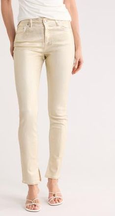 SIMKHAI Rae Metallic High Waist Ankle Skinny Jeans in Matte Gold at Nordstrom Rack, Size 26