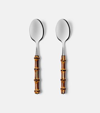 Gucci Set di 2 cucchiai in bamb&ugrave; e acciaio inox