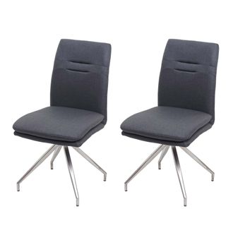 Hhg Nunca Usado] Juego De 2 Sillas De Comedor Hhg 922, Silla De Cocina Sill&oacute;n Silla, Tela/textil Acero Inoxidable Cepillado, Gris Oscuro