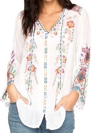 Johnny Was Alaura Button-Down Blouse In White
