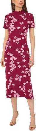 CeCe by Cynthia Steffe Flower Jacquard Midi Sweater Dress in Burgundy Wine at Nordstrom, Size Xx-Small