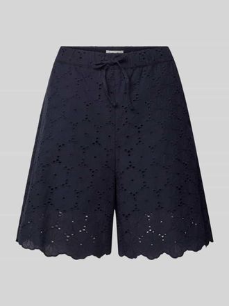 Christian Berg Bermudas mit Lochstickerei und Eingrifftaschen in Dunkelblau, Gr&ouml;&szlig;e 34