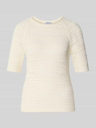 Jake*s Casual Strickshirt mit Rundhalsausschnitt in Beige, Gr&ouml;&szlig;e XXL