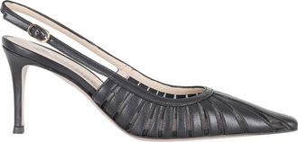 Roberto Festa Milano Black Sunny Ankle Strap Metallic Leather Pumps