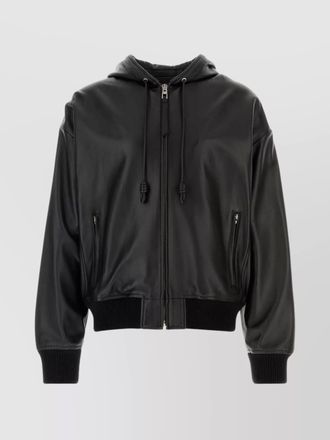Loewe hooded bomber jacket featuring front pockets