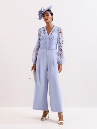 Phase Eight Winona Lace Jumpsuit in Pale Blue at Nordstrom, Size 12