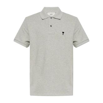Ami Polo with logo - male - Ami Paris - Polo Shirts - Gray - S - Tops