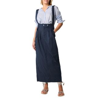 Alessia Santi Longuette Rok - Dames - Maxi Rokken - Blauw - M - Katoen - Rokken
