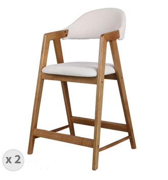 Moloo Silla de bar de tela color crudo y fresno (x2)