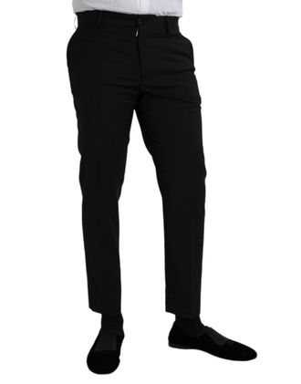 Dolce & Gabbana Mens Black Wool Slimfit Dress Formal Pants Virgin