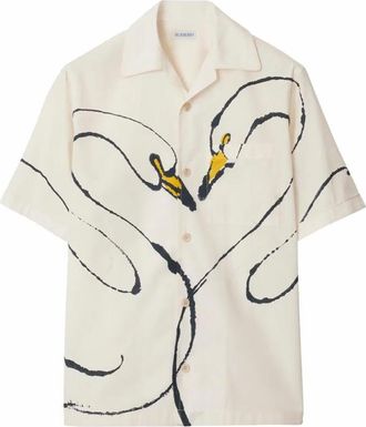 Burberry Swan Print Button Down Shirt, Size X-Small