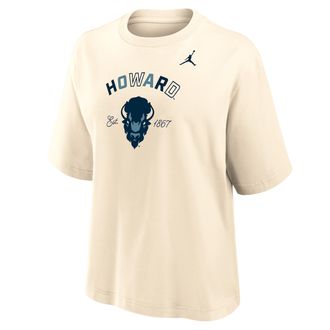 Nike Jordan Womens Jordan College (Howard University) Boxy Cotton T-Shirt in Brown | ZW12573HOWD25-NAT