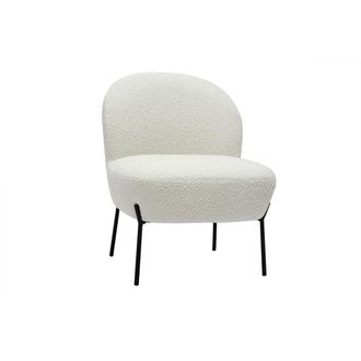 Miliboo Miliboo - Sill&oacute;n De Tejido Efecto Borreguillo Blanco Y Metal Negro Beley