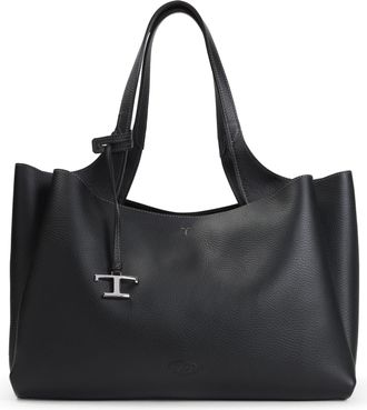 Tod's Black Apa Medium Leather Shoulder Bag-Donna