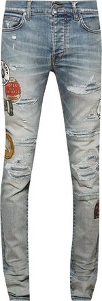 Amiri Mens Travel Patch Repair Jeans In Antique Indigo