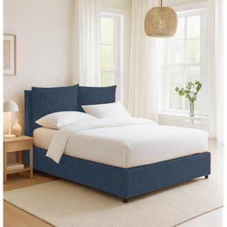 Dmora Cama Plaza Y Media Falmouth, Desenfundable, Hecho En Italia, Azul