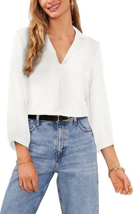 Vince Camuto Pleat Front Satin Shirt in New Ivory at Nordstrom, Size X-Large