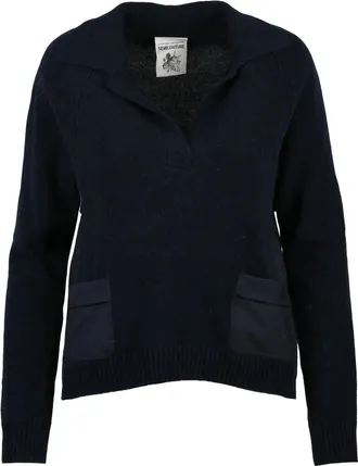 Semicouture Asymmetric Knit Sweater with Layered Design and Dual Pockets