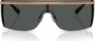 Michael Kors Palisades 145mm Shield Sunglasses in Beige Gold /Dark Grey Solid at Nordstrom