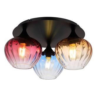 Netlighting Sander Cluster Ceiling Light Black Amber Glass 3x E27