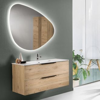MODO Modo - Mobile bagno sospeso con doppio cassetto bali 100 cm Quercia Naturale