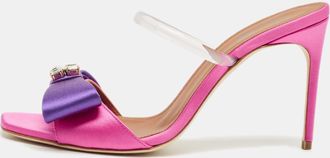 Malone Souliers Pink/purple Satin Emily Bow Slide Sandals