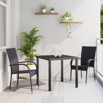 Berkfield Home 3 Piece Garden Dining Set Black Poly Rattan