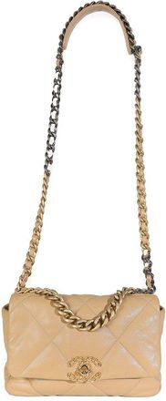 Chanel Beige Quilted Lambskin Leather 19 Flap Bag (Authentic Pre-Loved)