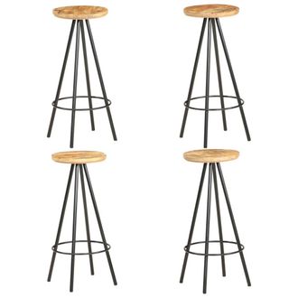 vidaXL Vidaxl - Taburetes De Cocina 4 Unidades Madera De Mango Rugosa