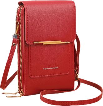 Generic Small Sling Purse - Touchscreen Mobile Key Pouch, PU Leather Zipper Phone Bag with Card Slot for Women, Convenient Storage for Lipstick, Small Items, 