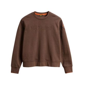 Blauer Sweatshirt met ronde hals - Heren - Sweatshirts & Hoodies - Bruin - Maat: 2XL Katoen