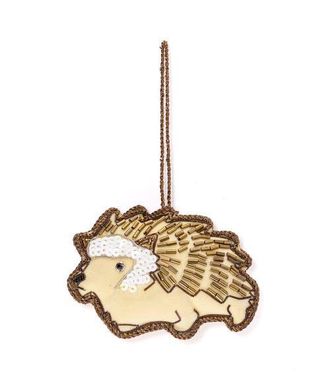Matr Boomie Larissa Plush Hedgehog Beaded Fabric Ornament - Embroidered in White at Nordstrom