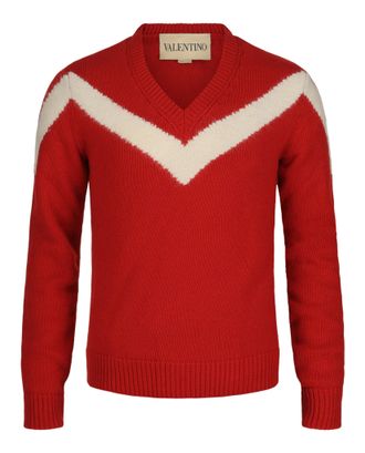Valentino Inlaid V Chevron Wool Sweater