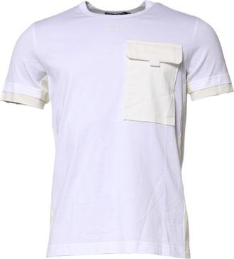 Dolce & Gabbana White Cotton Pocket Short Sleeves Mens T-shirt