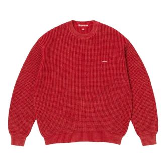 SUPREME SS26 Washed Small Box Waffle Sweater Red SUP-SS26-136-RED