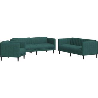 vidaXL Juego De Sof&aacute;s 3 Piezas Tela Verde Oscuro Vidaxl