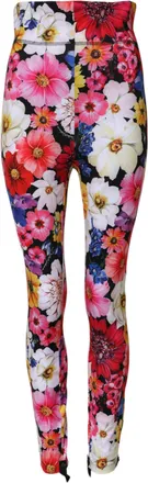 Dolce & Gabbana Womens Floral Print Leggings Multicolor Nylon Polyester Elastane