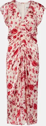 Isabel Marant Lindsay floral ruched jacquard midi dress