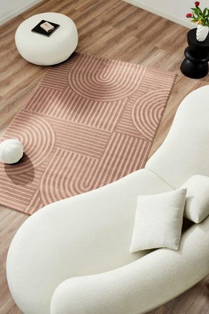 Nazar Rugs Alfombra de pelo corto con dise&ntilde;o geom&eacute;trico - mocca - 80x150 cm