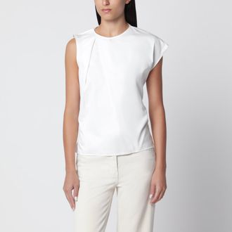 J.W.Anderson Top avorio in cotone con fascia da annodare sul retro