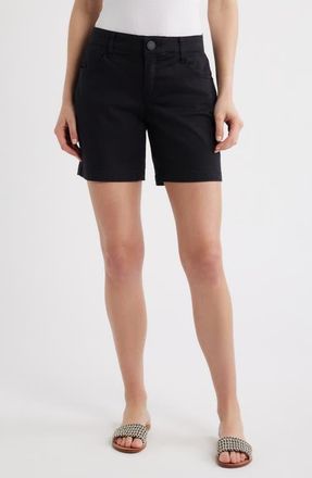 Wit & Wisdom AbSolution Mid Length Stretch Twill Shorts in Black at Nordstrom, Size 16