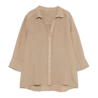 120% Lino 120% Lino, Shirts, female, Beige, Size: 2XS Classic Collar Shirt