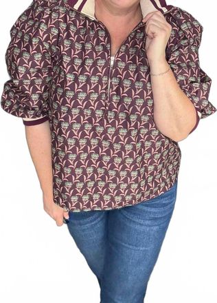 Entro Floral Puff Sleeve Top In Red