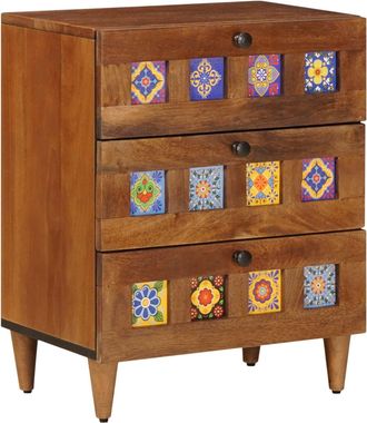 vidaXL Armario De Noche Marr&oacute;n 50 X 33 X 62 Cm Madera De Mango Maciza Vidaxl