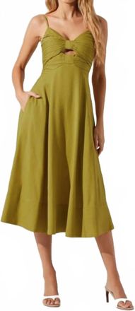 Astr Celina Midi Dress In Chartreuse