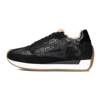 Fred De La Bretoniere Schoenen, Dames, Zwart, 38 EU, Wol, Zwarte Leren Sneakers Yentl Sign