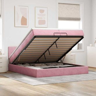 vidaXL Vidaxl - Estructura De Cama Otomana Colchones Terciopelo Rosa 200x200cm