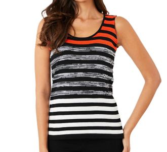 French Kyss Stripe Tank Top In Coral/multi